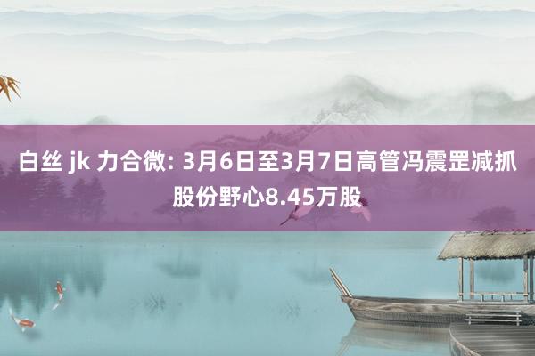 白丝 jk 力合微: 3月6日至3月7日高管冯震罡减抓股份野心8.45万股